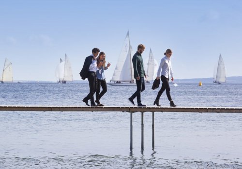 East Jutland Aarhus Infinity Bridge Four People Walking Medium